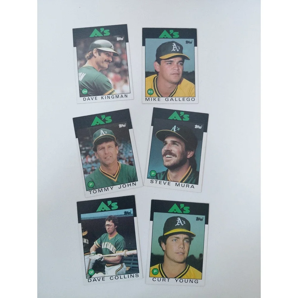 1986 Topps Oakland Athletics As Baseball Card Lot 6 Dave Kingman Tommy John 80s